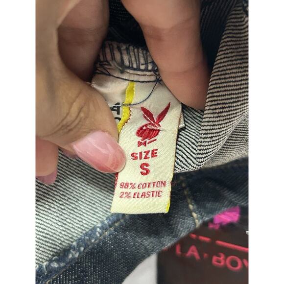 Playboy Y2K Denim Vest Deadstock Embroidered Rhinestone Size Small Jean 2007 - Picture 5 of 9